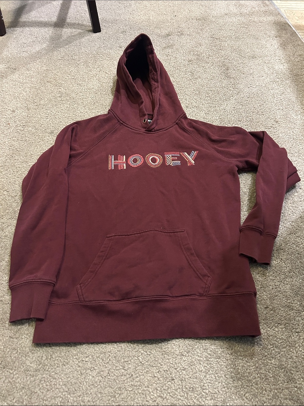 Hooey Burgundy Hoodie with Embroidered Logo